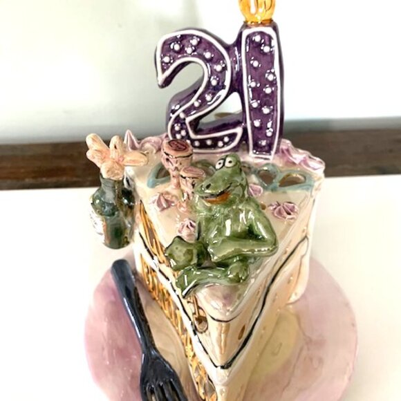 Blue Sky Clayworks "21” Birthday Cake tea light by Heather Goldminc - Picture 2 of 10